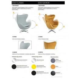 Fotel EGG SZEROKI PU brąz vintage koniak