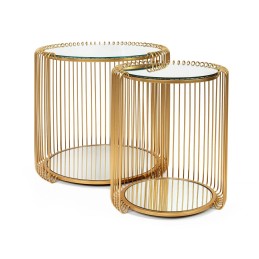 KARE zestaw stolików WIRE DOUBLE II mosiądz