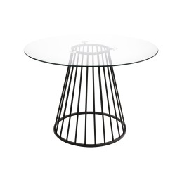 Stół GLAM GLASS 110 - szkło, czarna podstawa