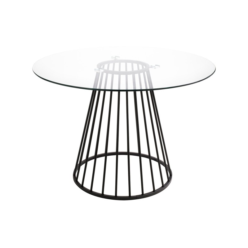 Stół GLAM GLASS 110 - szkło, czarna podstawa