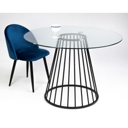 Stół GLAM GLASS 110 - szkło, czarna podstawa