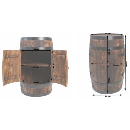 Barek beczka drewniana szafka na alkohol otwarta z półkami na wino Bonanza Wood BONANZA WOOD - 10