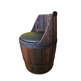 Drewniane krzesło beczka z tapicerka z ekoskóry BONANZA WOOD - 2