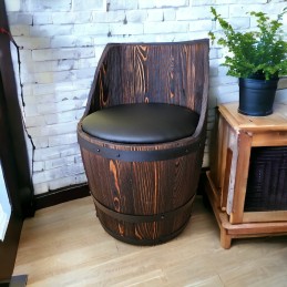 Drewniane krzesło beczka z tapicerka z ekoskóry BONANZA WOOD - 5