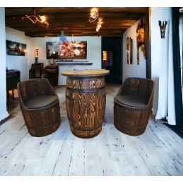 Drewniane krzesło beczka z tapicerka z ekoskóry BONANZA WOOD - 7