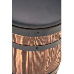 Pufa drewniana taboret beczka  z tapicerka z ekoskóry BONANZA WOOD - 3