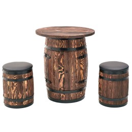 Pufa drewniana taboret beczka  z tapicerka z ekoskóry BONANZA WOOD - 5