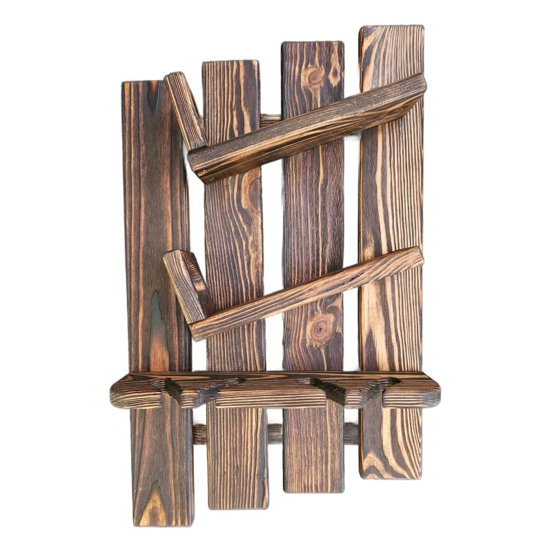 Półka na wino i kieliszki drewniana rustykalna ręcznie robiona Bonanza Wood BONANZA WOOD - 1