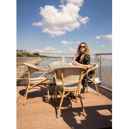 Krzesło CAFE BISTRO PARIS ARM             jasnobrązowe rattan King home - 11