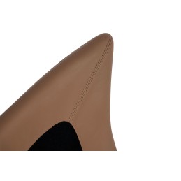 Fotel bujany OTILIA brązowa pepitka -  drewniane płozy, ekoskóra King home - 6