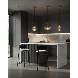 Lampa wisząca CHAPLIN 200 mosiądz - LED, szkło King home - 7