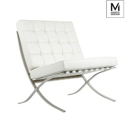 MODESTO fotel BARCELON biały - ekoskóra,  stal polerowana Modesto design - 1