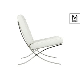 MODESTO fotel BARCELON biały - ekoskóra,  stal polerowana Modesto design - 2