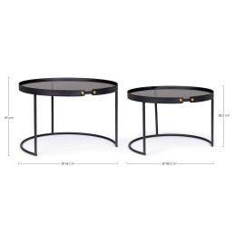 BIZZOTTO zestaw stolików kawowych ZEINA   ROUND czarny Bizzotto - 4