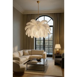 MOOSEE lampa wisząca TIFFANY 135 biała    mosiądz / naturalne pióra Moosee - 2