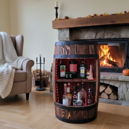 Barek Beczka Otwarta LED RGB Bonanza Wood Stojak na Wino i Alkohol BONANZA WOOD - 1