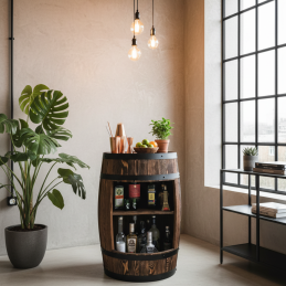 Barek Beczka Otwarta LED RGB Bonanza Wood Stojak na Wino i Alkohol BONANZA WOOD - 4