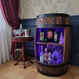 Barek Beczka Otwarta LED RGB Bonanza Wood Stojak na Wino i Alkohol BONANZA WOOD - 8