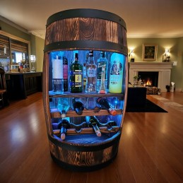 Barek Beczka Otwarta LED RGB Bonanza Wood Stojak na Wino i Alkohol BONANZA WOOD - 20