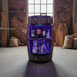 Barek Beczka Otwarta LED RGB Bonanza Wood Stojak na Wino i Alkohol BONANZA WOOD - 5