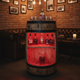 Barek Beczka Otwarta LED RGB Bonanza Wood Stojak na Wino i Alkohol BONANZA WOOD - 13