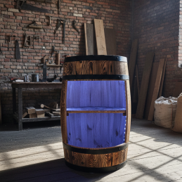 Barek Beczka Otwarta LED RGB Bonanza Wood Stojak na Wino i Alkohol BONANZA WOOD - 12