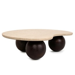 MaMaison stolik kawowy ORGANIC trawertyn  / drewno