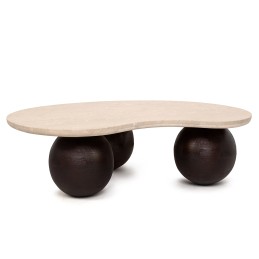 MaMaison stolik kawowy ORGANIC trawertyn  / drewno