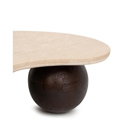 MaMaison stolik kawowy ORGANIC trawertyn  / drewno