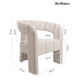 MaMaison MAXIMO – fotel tapicerowany beżowy z plecionki