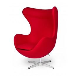 Fotel EGG CLASSIC czerwony.17 - wełna, podstawa aluminiowa