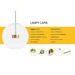 Lampa wisząca CAPRI DISC 3 złota - 180 LED, aluminium, szkło