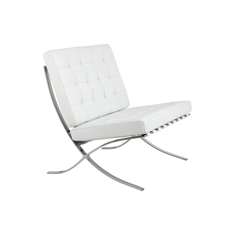 Fotel BARCELON PRESTIGE PLUS biały - włoska selekcjonowana skóra naturalna, stal