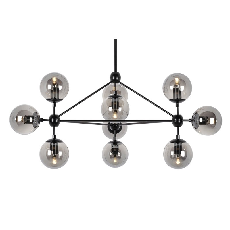 Lampa wisząca PLANETARIO 10 czarna - klosze dymione