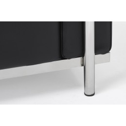 Sofa dwuosobowa SOFT LC2 czarna - włoska skóra naturalna, metal