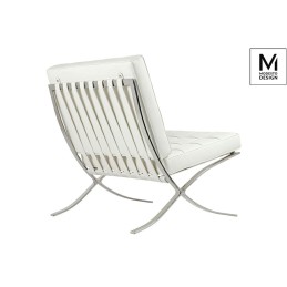 MODESTO fotel BARCELON biały - ekoskóra, stal polerowana