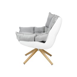 Fotel STAR szary - szara tkanina,  podstawa drewnianam włókno szklane