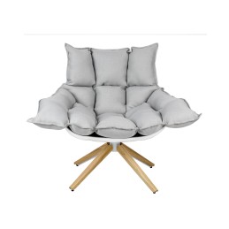 Fotel STAR szary - szara tkanina,  podstawa drewnianam włókno szklane