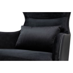 Fotel HAMPTON VELVET czarny, ekoskóra czarna - złota podstawa