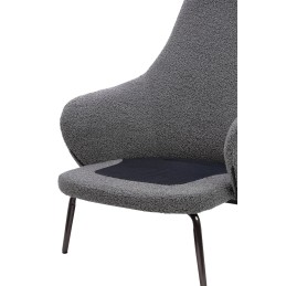 Fotel LOBBY TEDDY szary - stal nierdzewna, czarny opal