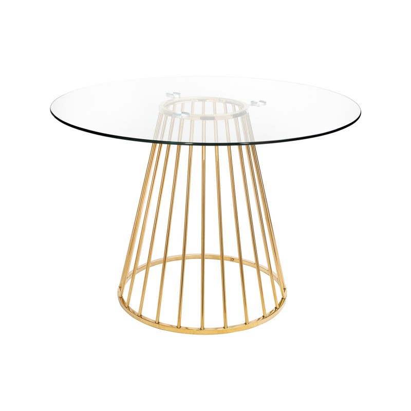 Stół GLAM GLASS 110 - szkło, złota podstawa