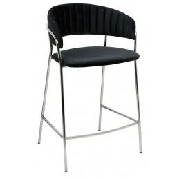 Krzesło barowe MARGO 65 czarny - welur, podstawa chromowana