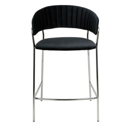 Krzesło barowe MARGO 65 czarny - welur, podstawa chromowana