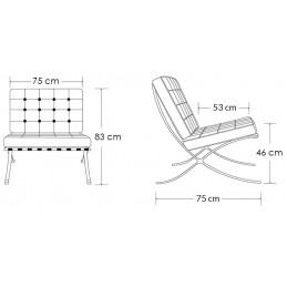 Fotel BARCELON czarny - włoska skóra naturalna, stal polerowana