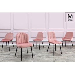 MODESTO krzesło CARLO pudrowy róż - welur, metal