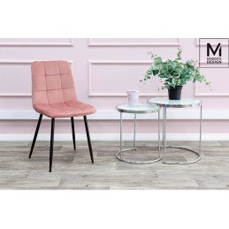 MODESTO krzesło CARLO pudrowy róż - welur, metal