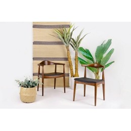 Krzesło KENNEDY ciemnobrązowe - drewno jesion, ekoskóra