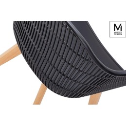 MODESTO krzesło BASKET ARM WOOD czarne - polipropylen, nogi jesionowe