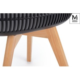 MODESTO krzesło BASKET ARM WOOD czarne - polipropylen, nogi jesionowe