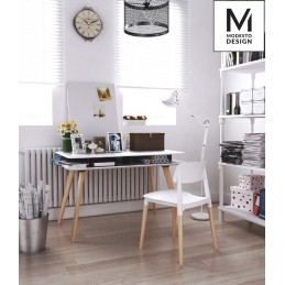 MODESTO krzesło ECCO białe - polipropylen, podstawa bukowa